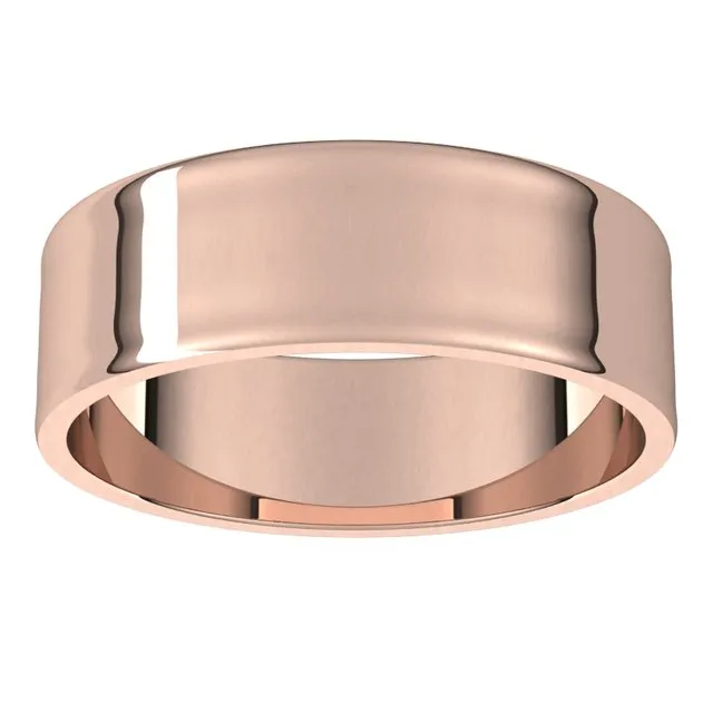 14K Rose Gold Flat Ultra-Light Wedding Band, 6 mm Wide