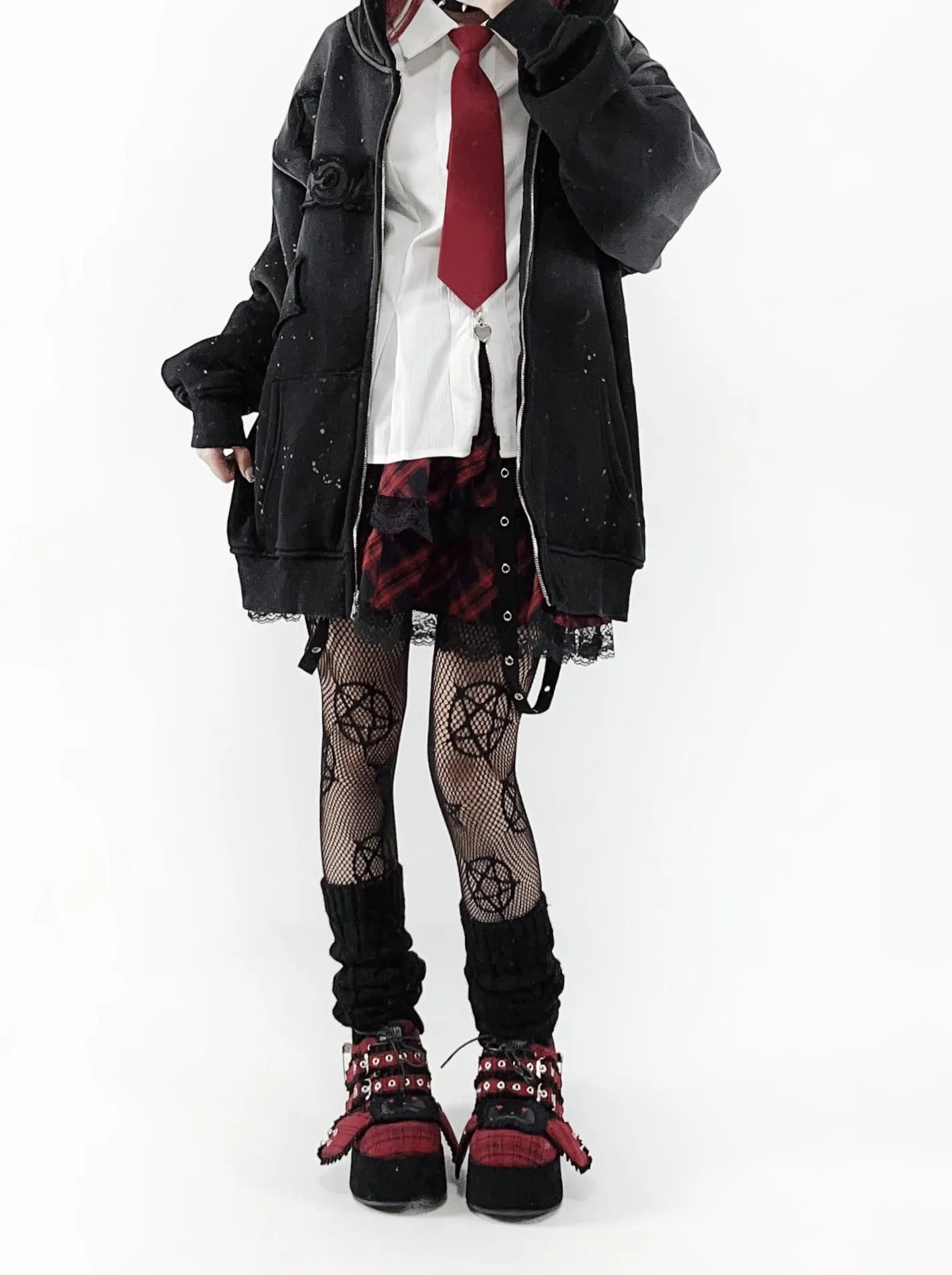Bunny Shoes Dark Red Check Red All Platform