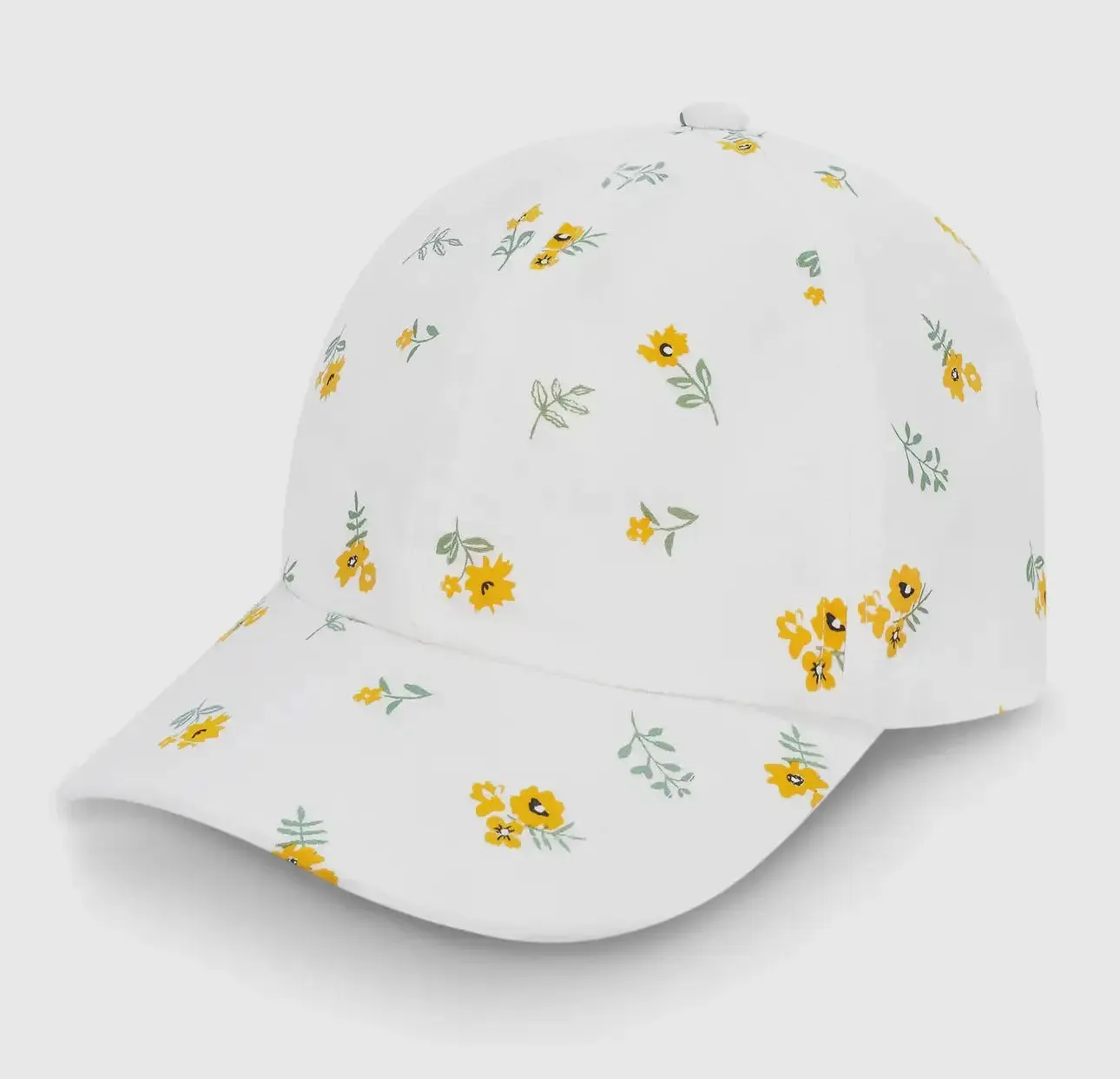 Kids Cotton Baseball Caps | Yellow Flower 6-24months