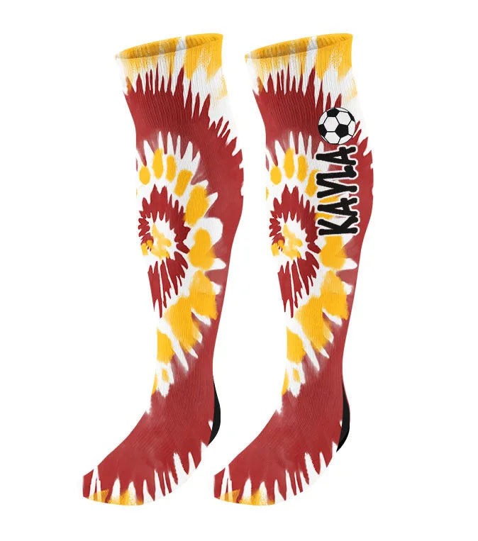 Personalized Soccer Knee High Socks - Tie Dye Background