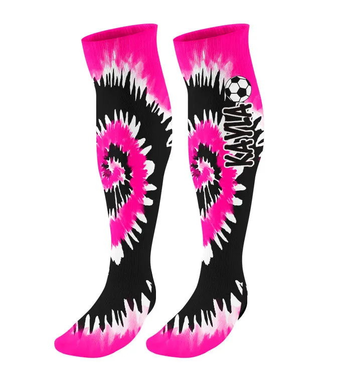 Personalized Soccer Knee High Socks - Tie Dye Background
