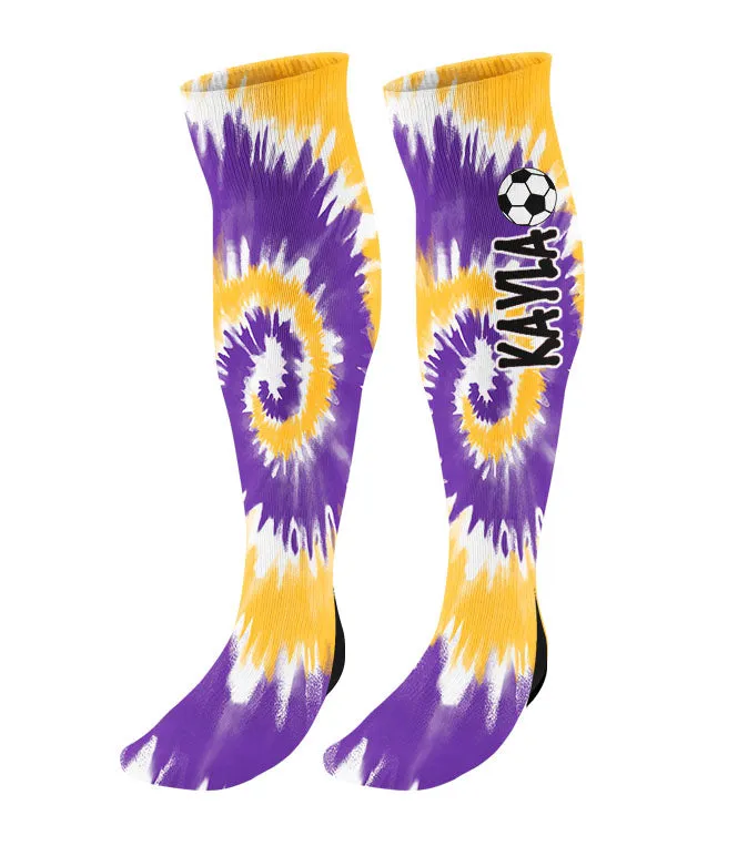 Personalized Soccer Knee High Socks - Tie Dye Background