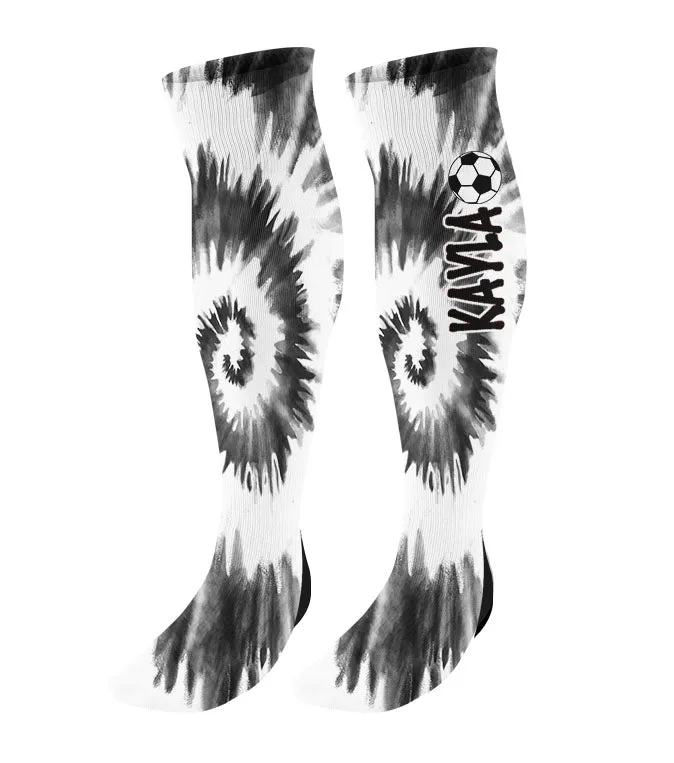 Personalized Soccer Knee High Socks - Tie Dye Background