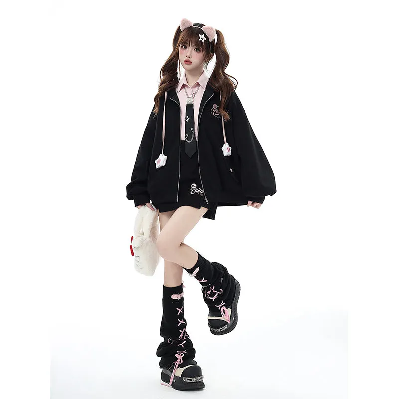 Sweet Style Star Leather Buckle Pile Socks