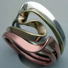 Tesla Inspired Silver, 14k Yellow Gold and Copper Vortex Energy Ring™.