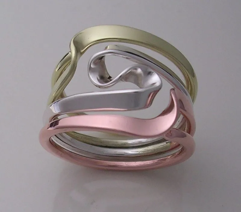 Tesla Inspired Tri-Metal Energy Ring™. Silver, Copper, Brass.